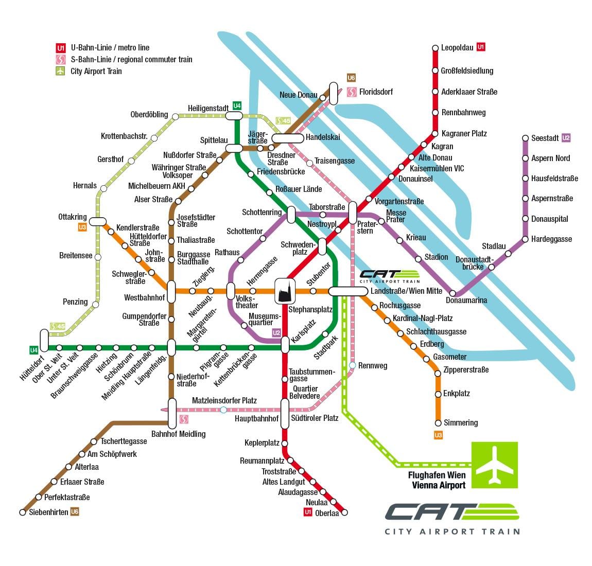 แมวตัวเมืองสนามบินรถไฟเวียนนานแผนที่