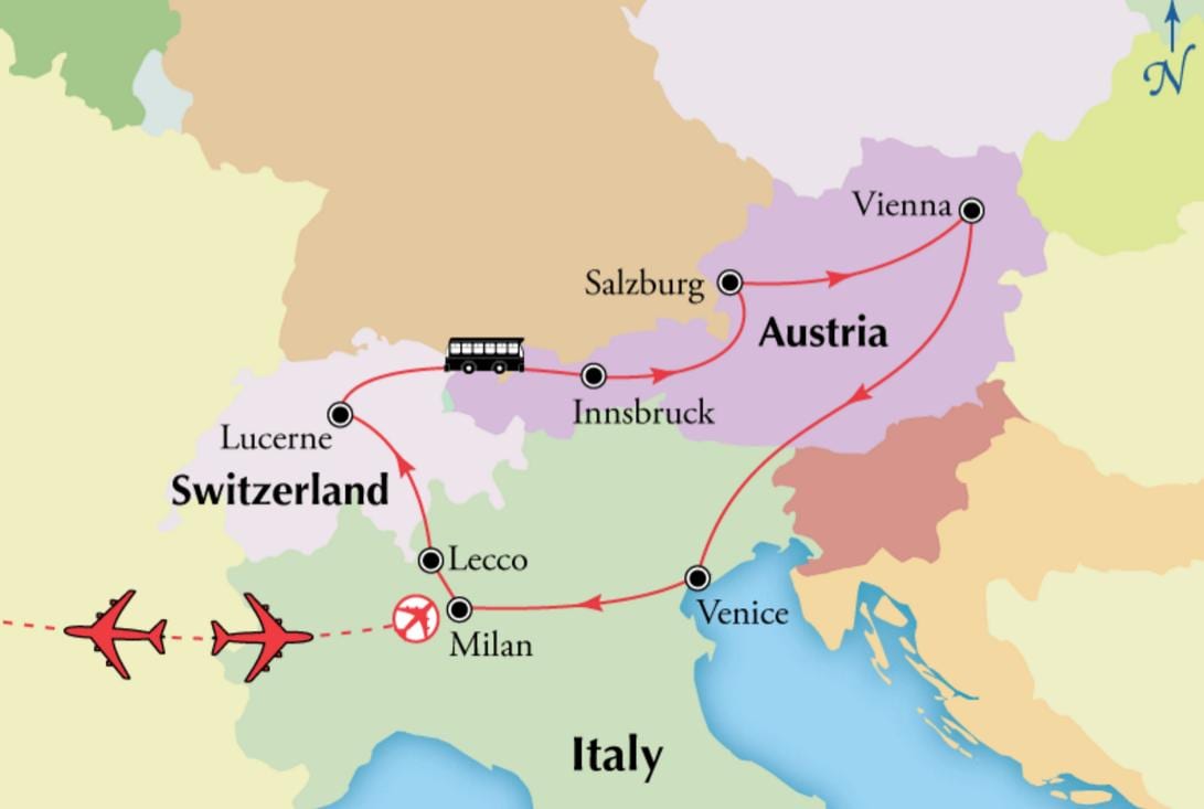 แผนที่ของเวียนนา switzerlan
