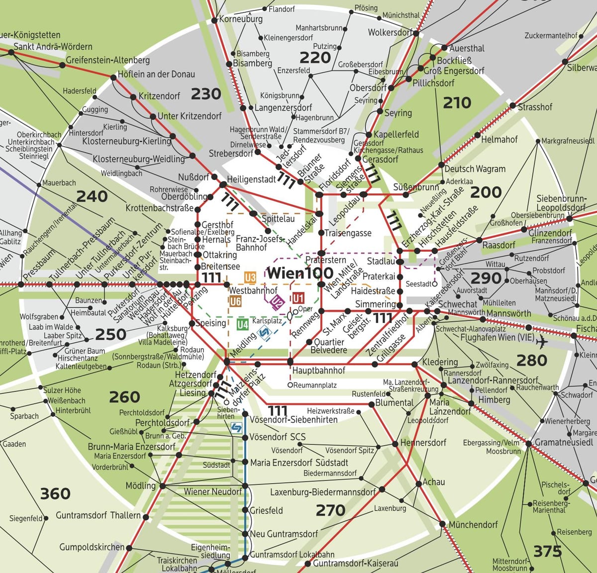 Wien พื้นที่ 100 แผนที่