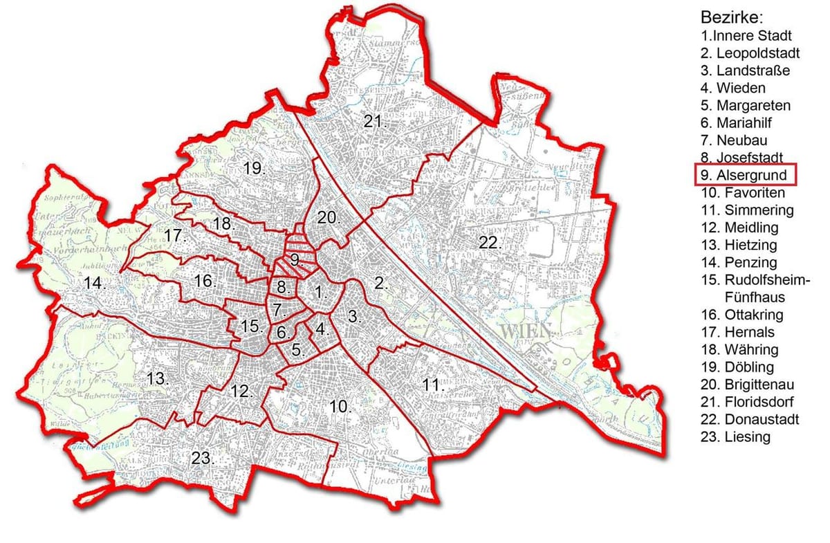 Wien bezirk แผนที่