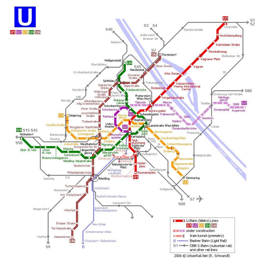 แผนที่ของเวียนนา streetcar