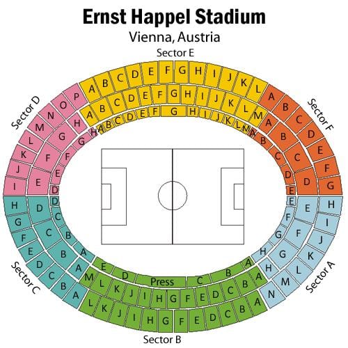 แผนที่ของ ernst happel สนามกีฬา