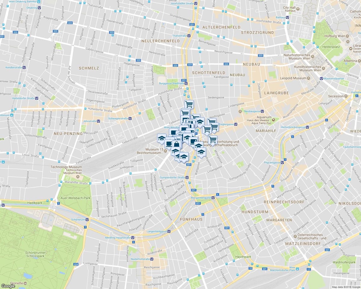 แผนที่ของ mariahilferstrasse