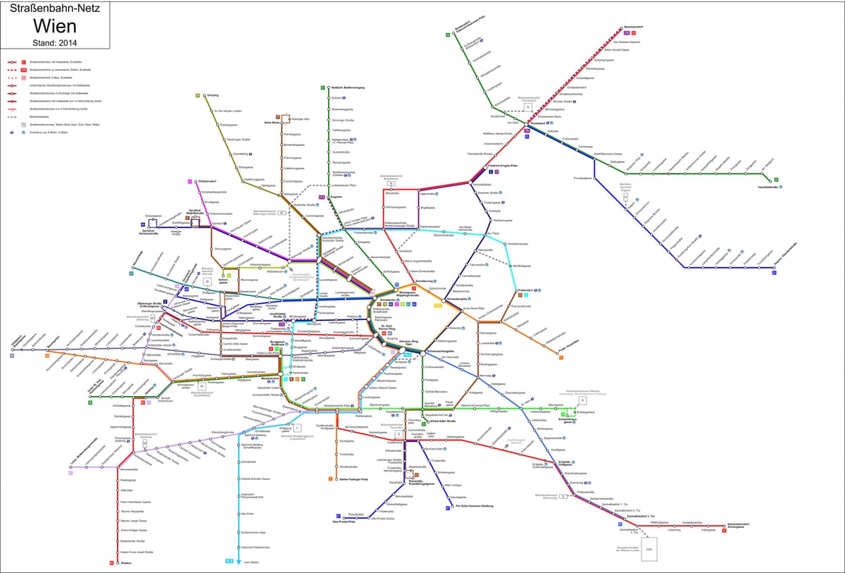 เวียนนา strassenbahn แผนที่