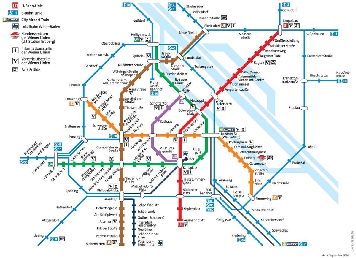 Wien สาธารณะขนส่งแผนที่