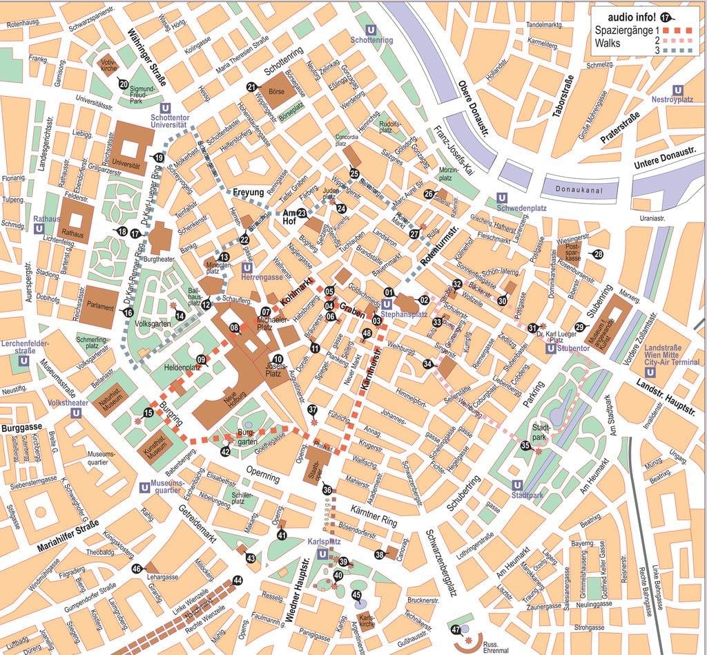 แผนที่ของ Wien ศูนย์กลาง