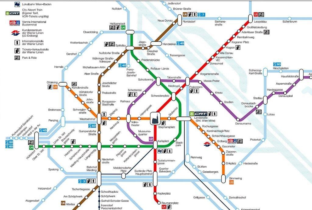 Wien แผนที่รถไฟใต้ดิน