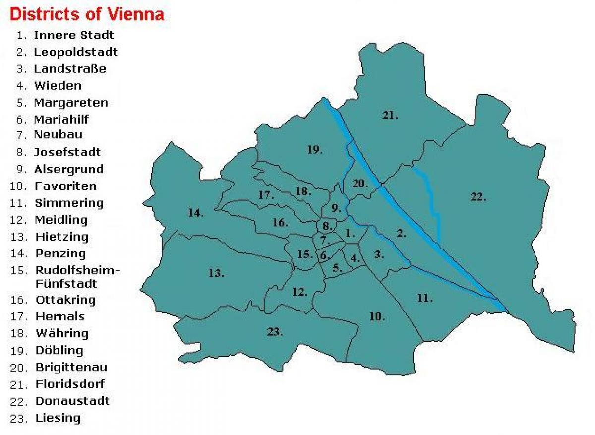 Wien districts. kgm แผนที่
