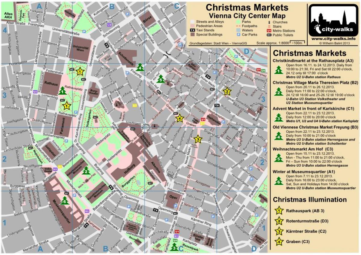 แผนที่ของเวียนนาตลาดคริสต์มาส