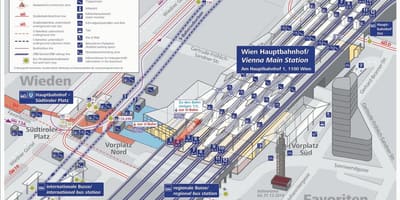แผนที่ของ Wien hbf แพลตฟอร์ม